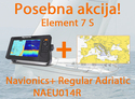 Raymarine Element 7 S - 7" Chart Plotter Wi-Fi & GPS, brez sonde in Navionics+ Regular Adriatic NAEU014R