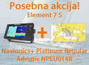 Raymarine Element 7 S - 7" Chart Plotter Wi-Fi & GPS, brez sonde in Navionics+ Platinum Regular Adriatic NPEU014R