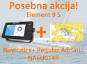 Raymarine Element 9 S - 9" Chart Plotter Wi-Fi & GPS, brez sonde in Navionics+ Regular Adriatic NAEU014R